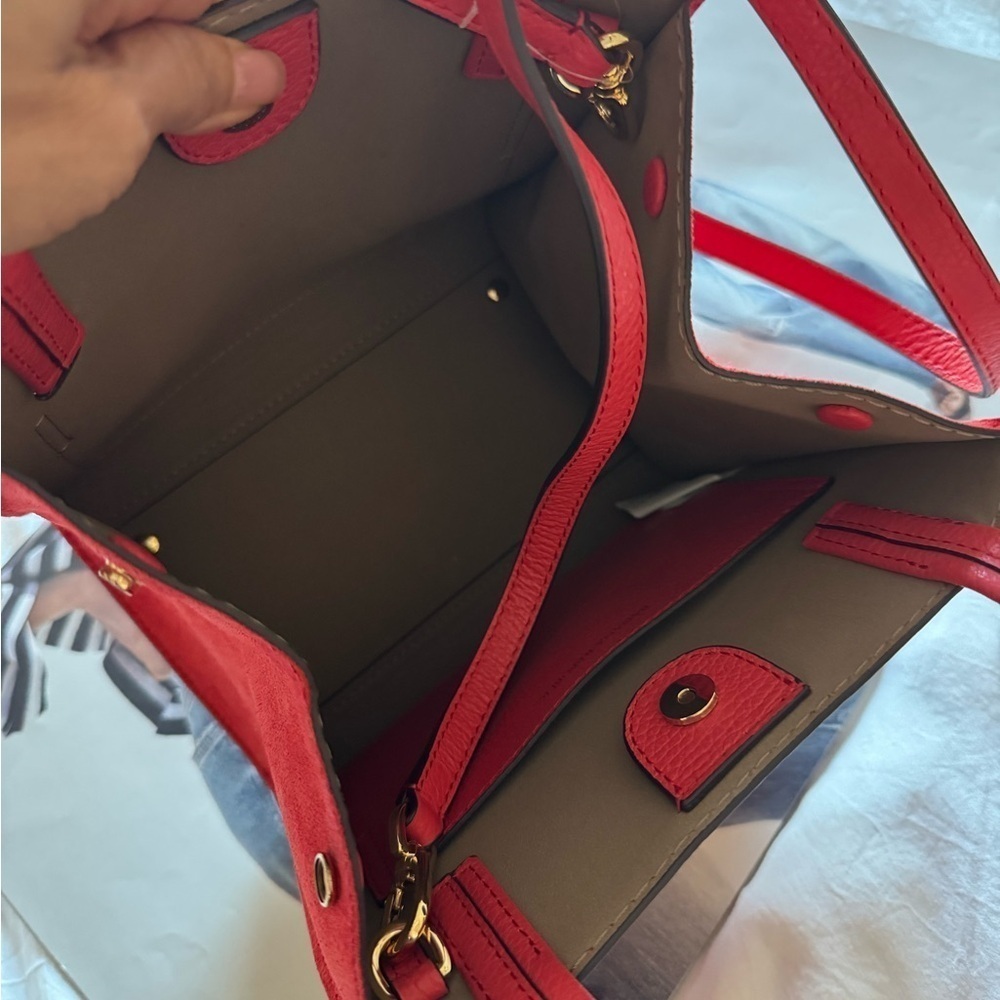 New w/o tag  - Banana Republic Vibrant mini Red Tote - Picture 3 of 6